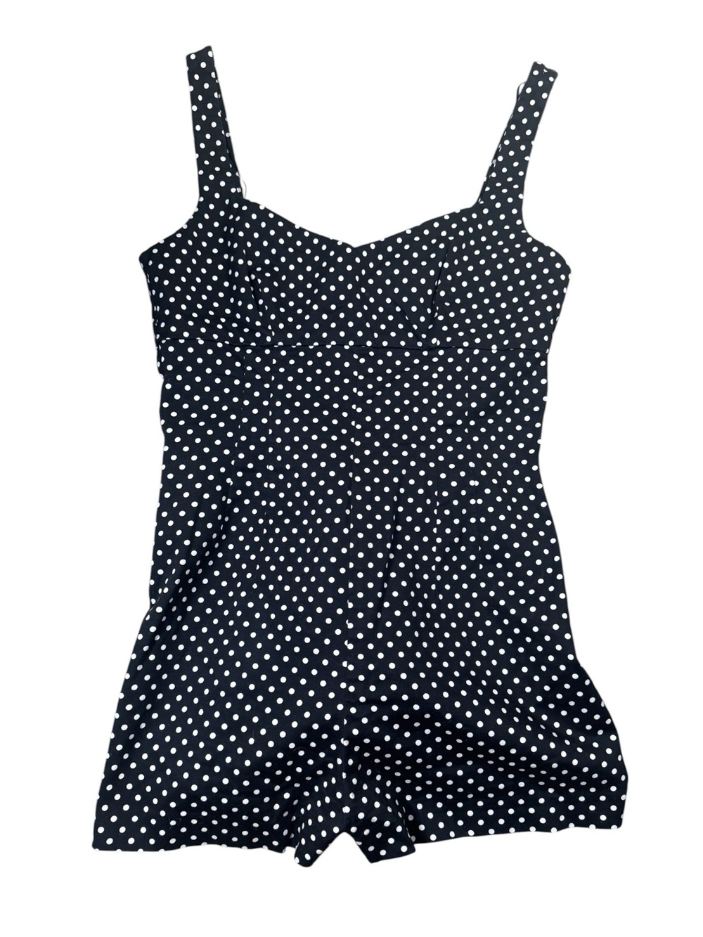 Zara Black & White Polka Dot Tank Shorts Romper Size Medium Rockabilly Pinup